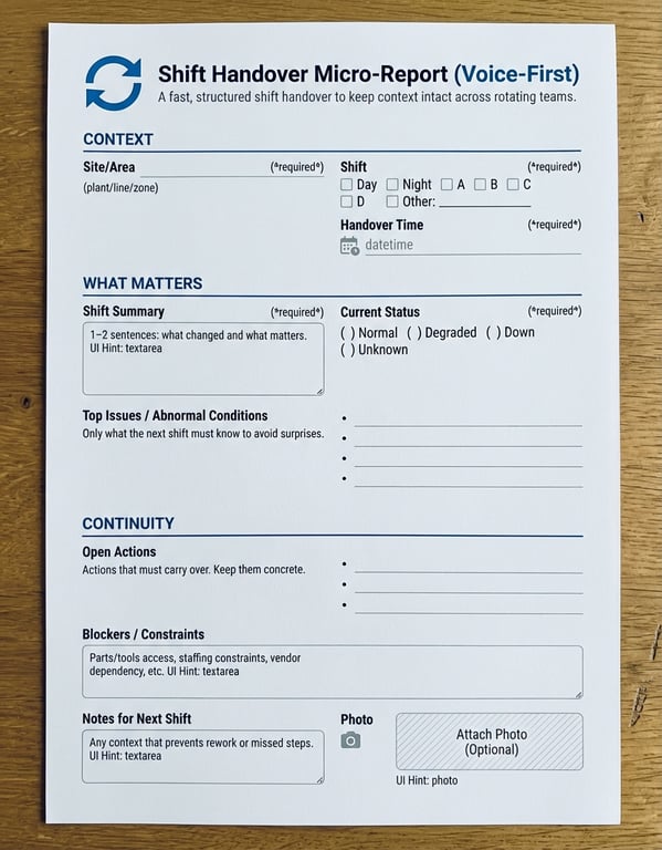 Shift Handover Micro-Report (Voice-First)