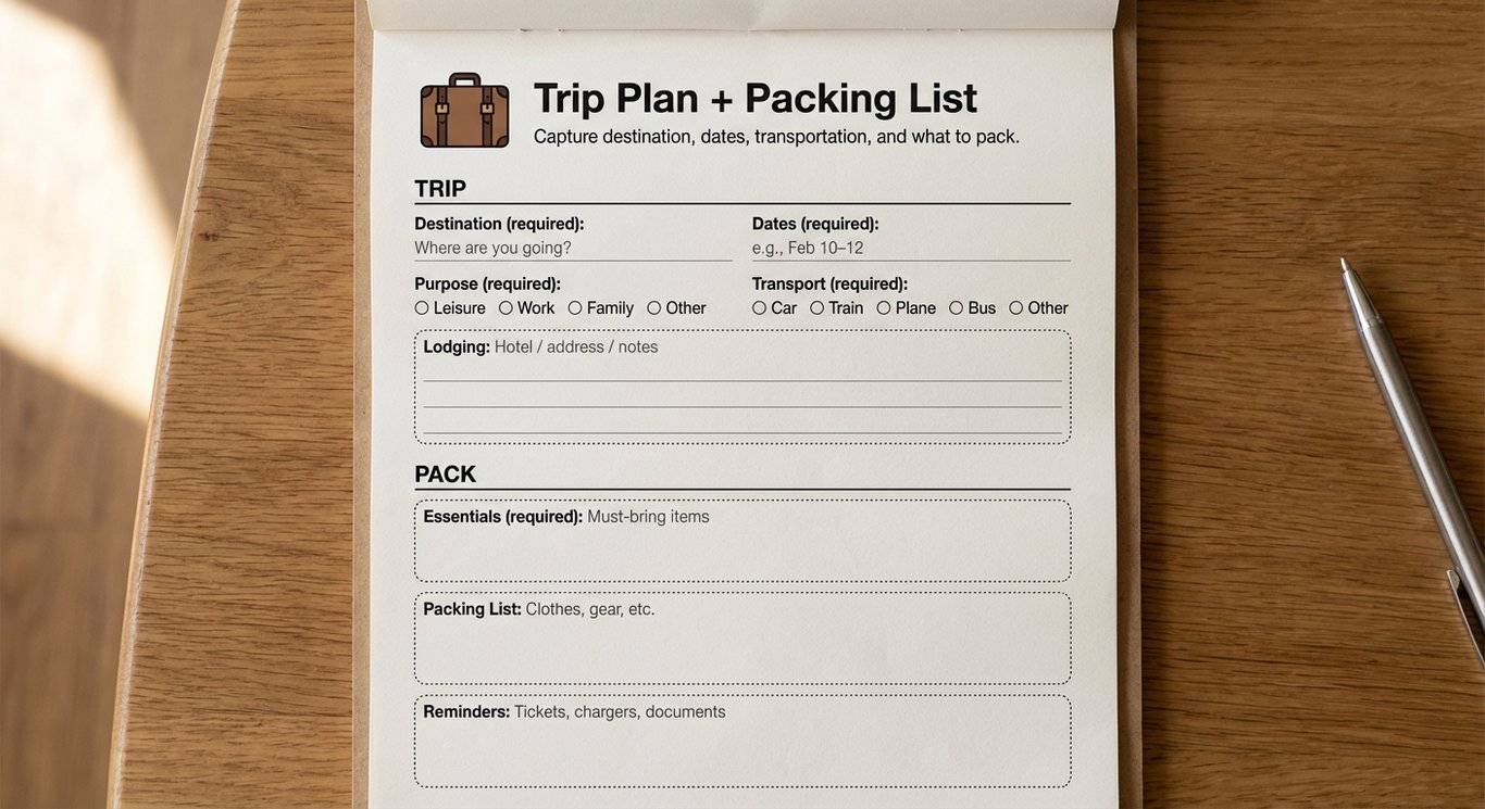 Trip Plan + Packing List
