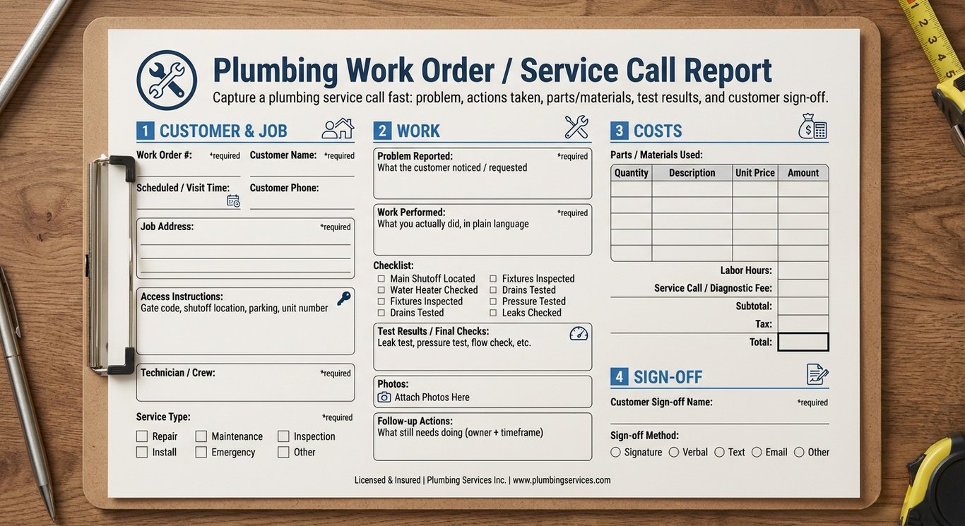 Plumbing Work Order (Service Call) - Voice to Structured