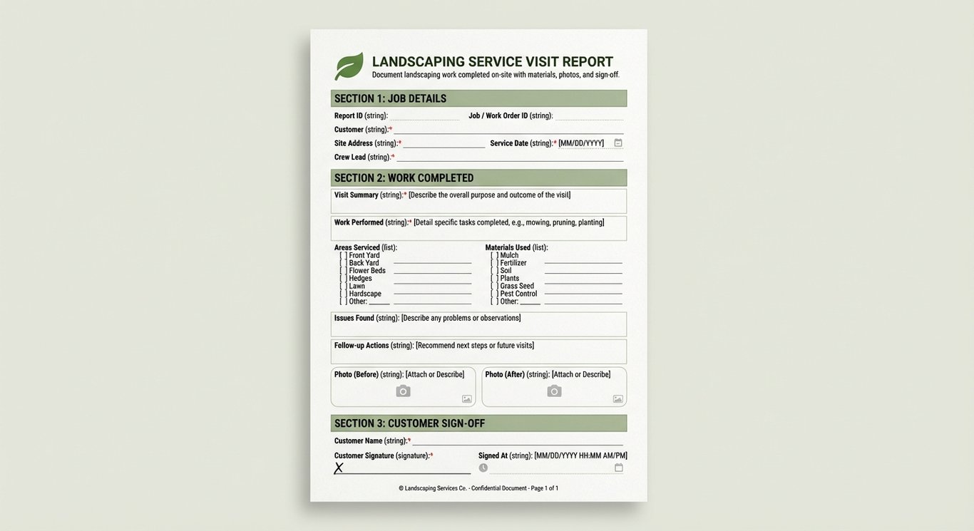 Landscaping Service Visit Report