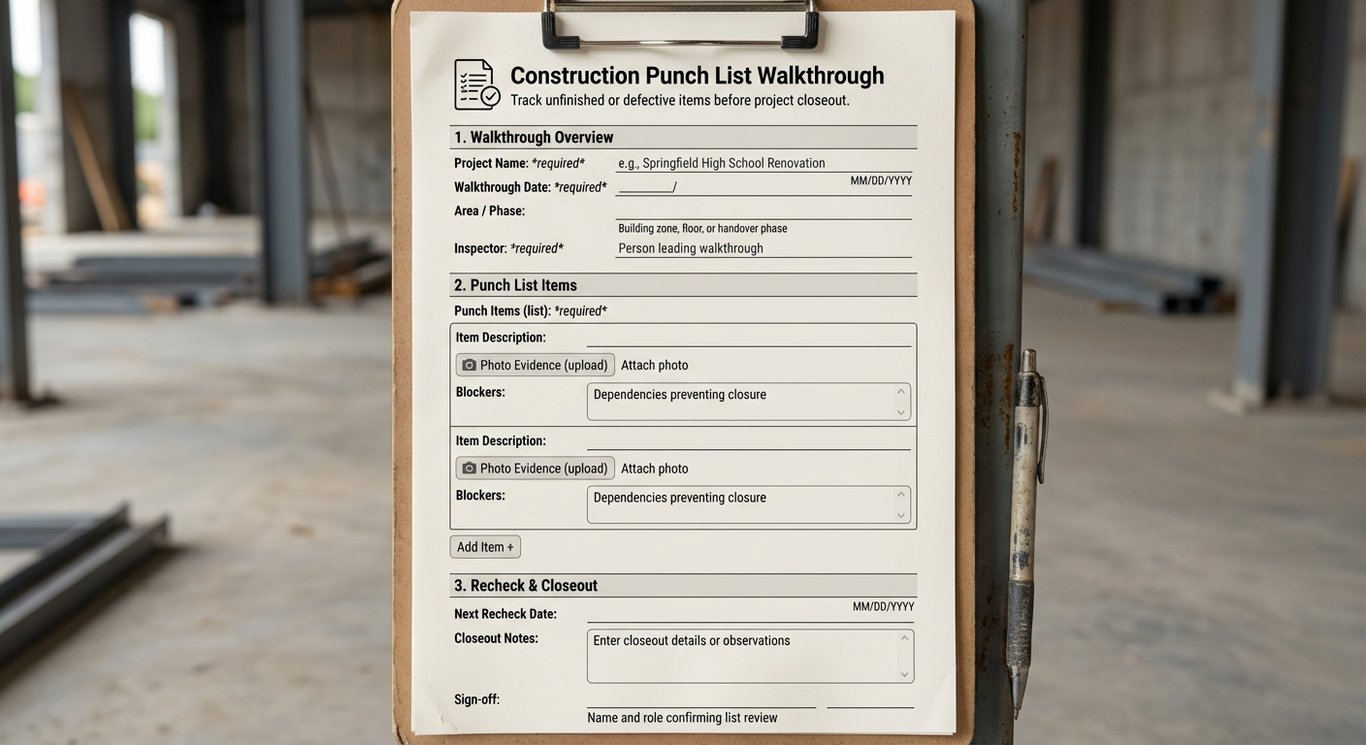 Construction Punch List Walkthrough