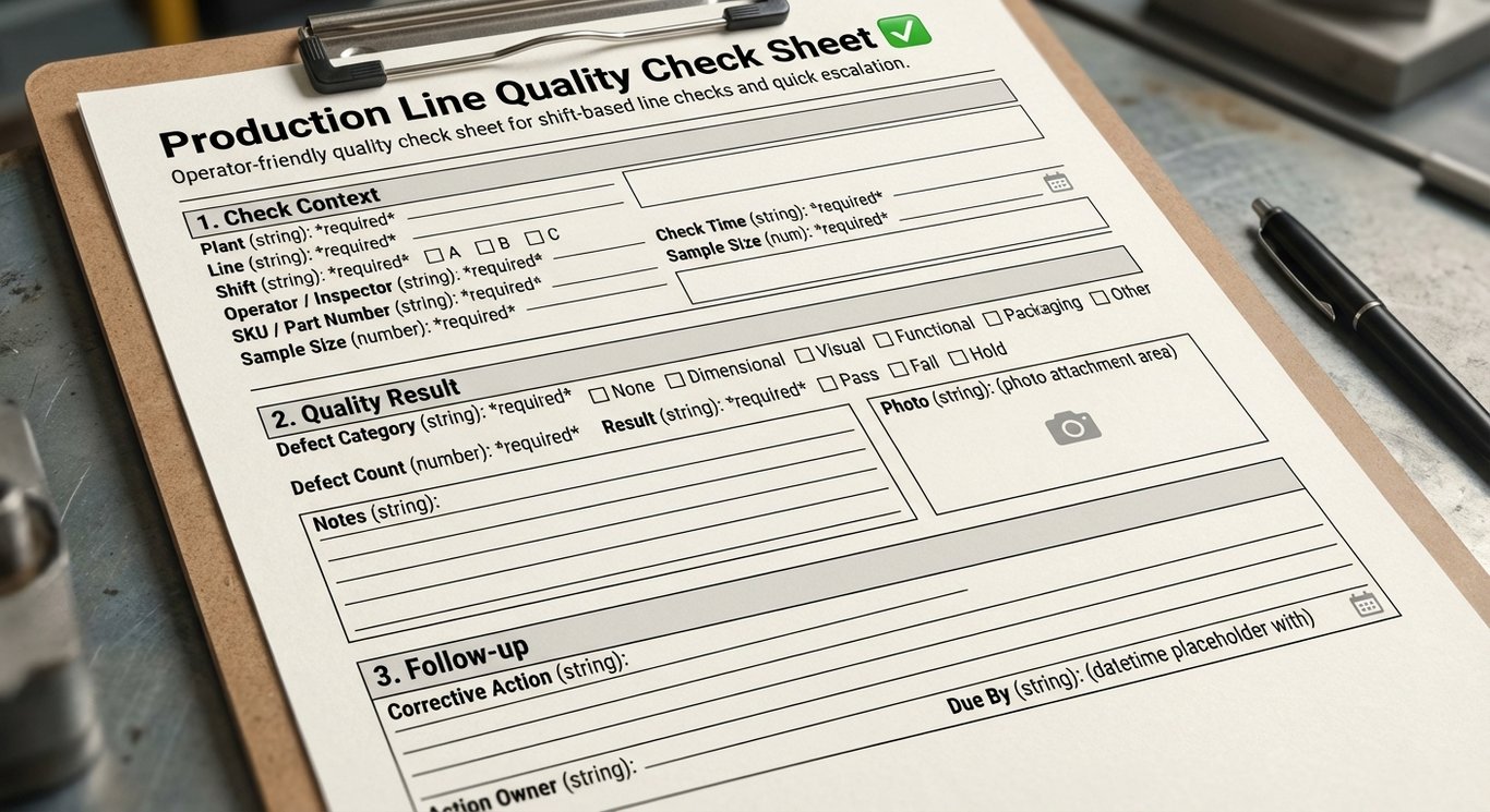 Production Line Quality Check Sheet