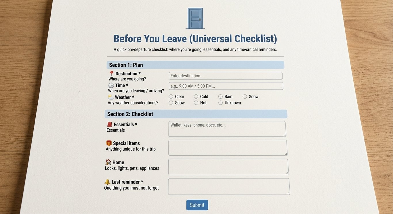 Before You Leave (Universal Checklist)