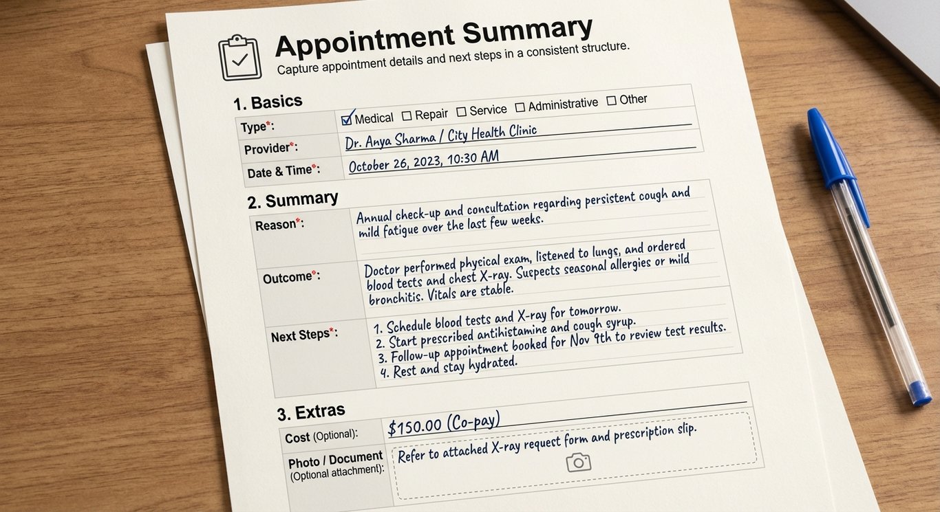Appointment Summary (Doctor / Repair / Service)