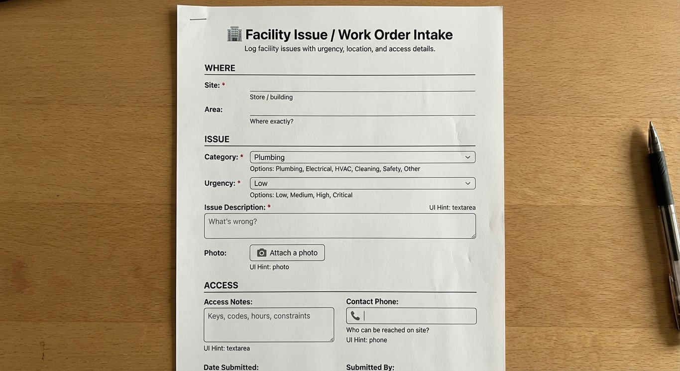 Facility Issue / Work Order Intake
