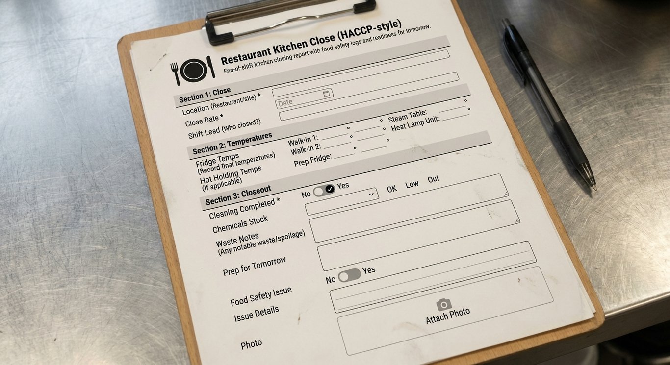 Restaurant Kitchen Close (HACCP-style)
