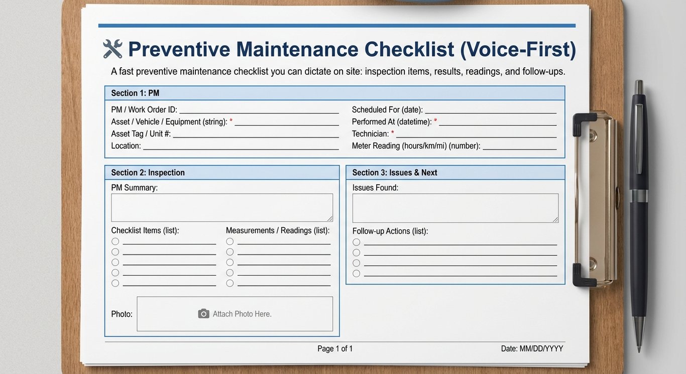 Preventive Maintenance Checklist (Voice-First)