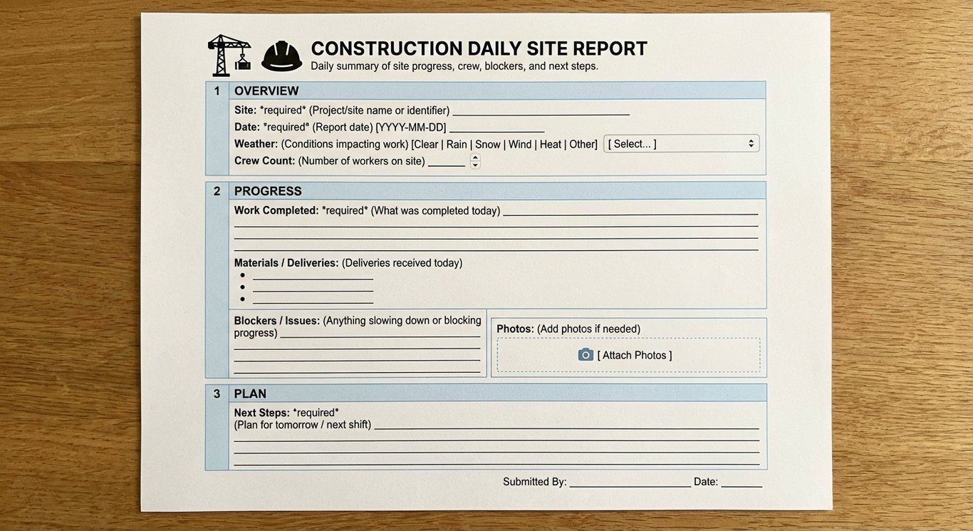 Construction Daily Site Report