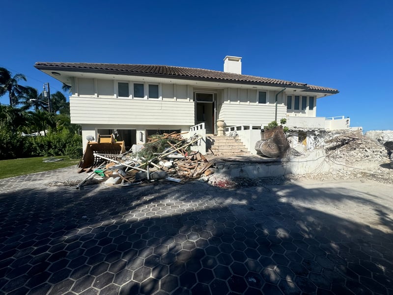 Two-story beachside home in Fort Lauderdale Beach before total demolition, 2025