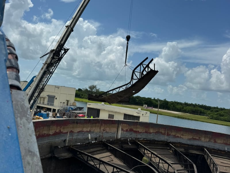 Selective demolition of concrete digester lid at water treatment plant in Cutler Bay, 2025