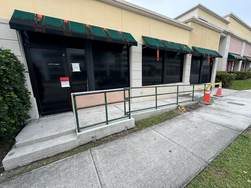 Commercial building in Fort Lauderdale before full demolition, 2025