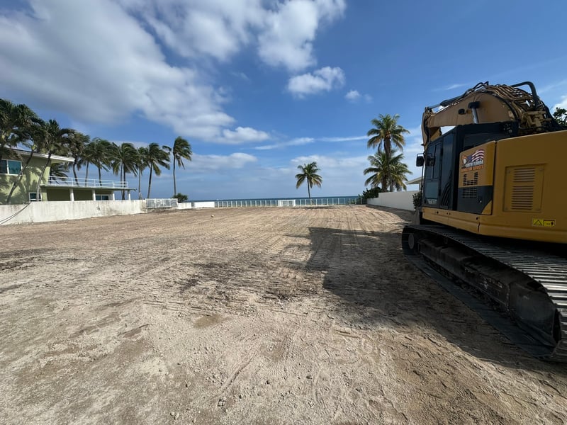 Cleared lot after full demolition of two-story home in Fort Lauderdale Beach, 2025