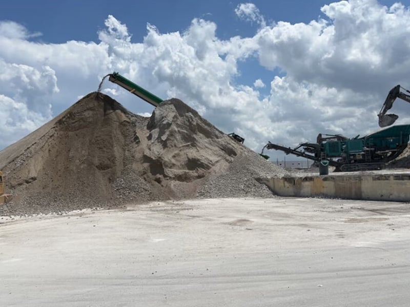 Screened aggregate stockpiled on site after on-site crushing — South Florida