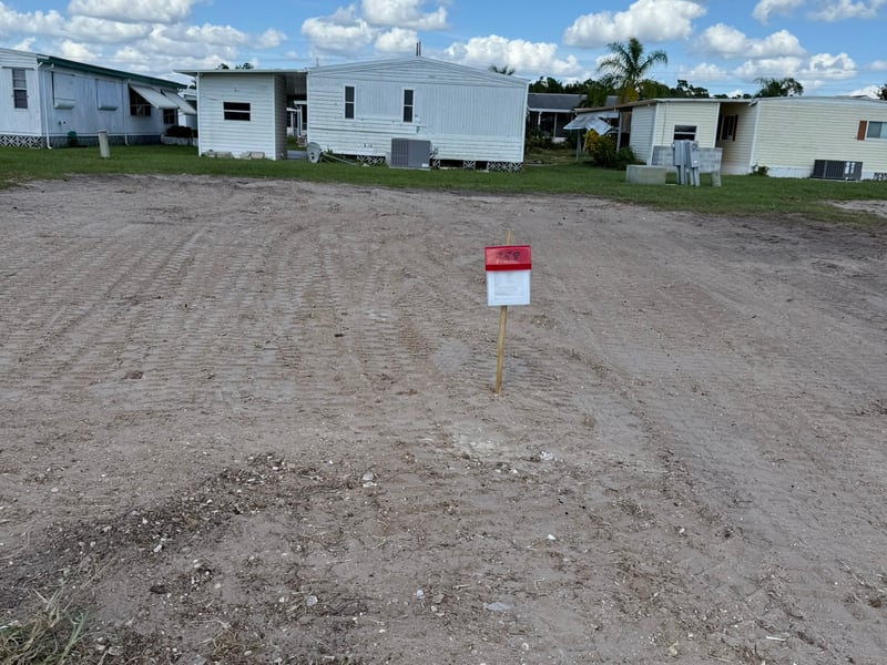 Cleared lot after mobile home demolition in Fort Myers, FL, 2024