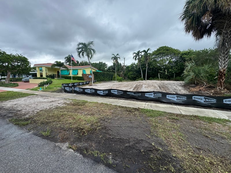 Cleared lot after two-story home demolition in Boca Raton, 2025