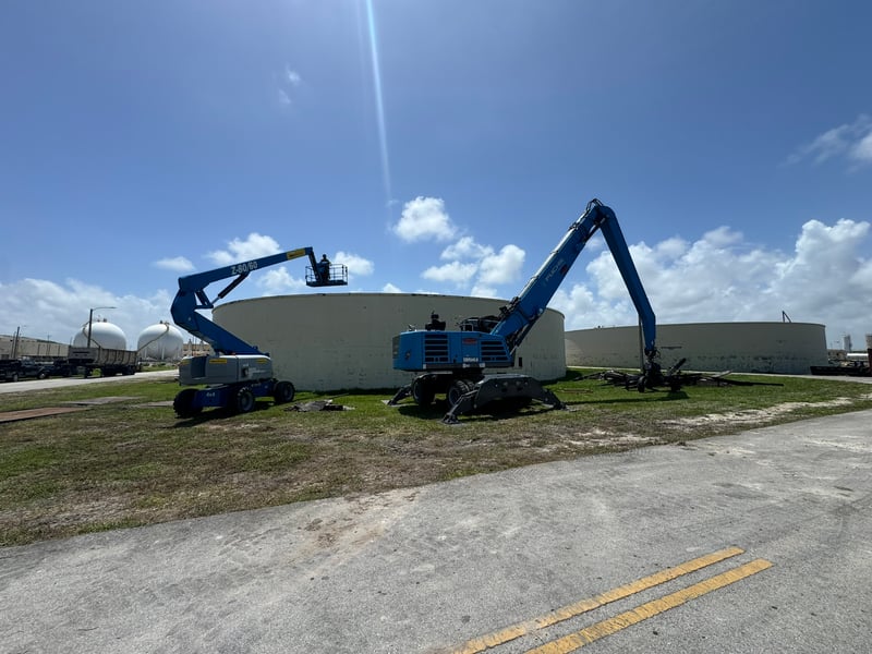 Crew removing concrete digester lid at water treatment facility in Cutler Bay, 2025