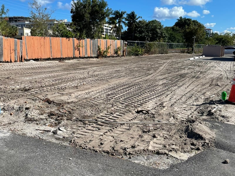 Filled and graded site after community pool removal in Boca Raton, 2025