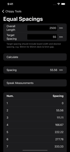 Equal Spacing Calculator Screenshot