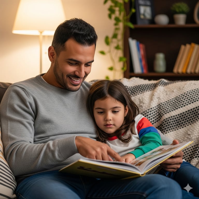 Padre e hijo leyendo
