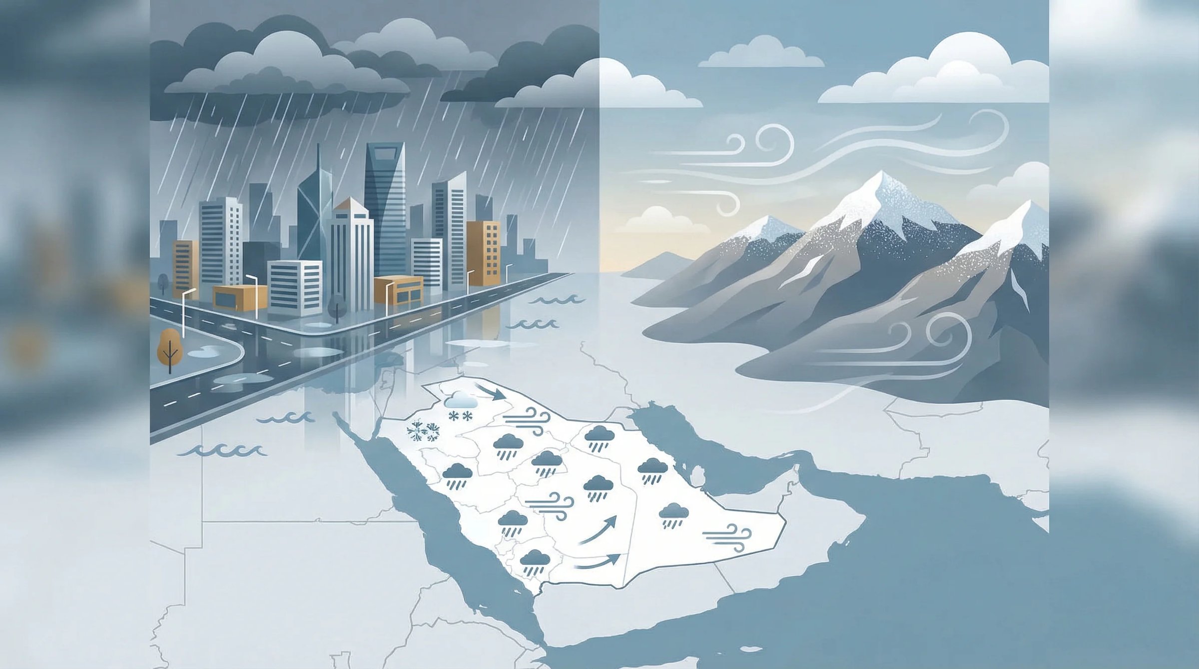 تبوك تتصدر هطول الأمطار بـ 66.8 ملم خلال 24 ساعة