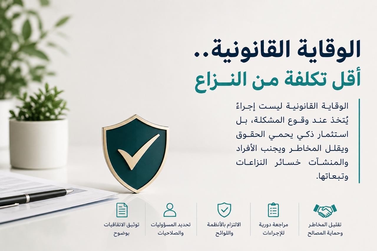 الاستثمار في الوقاية القانونية: درع واقٍ لا غنى عنه للأفراد والمنشآت