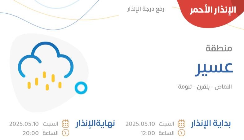 ?لوطني للأرصاد يصدر تنبيهاً باللون