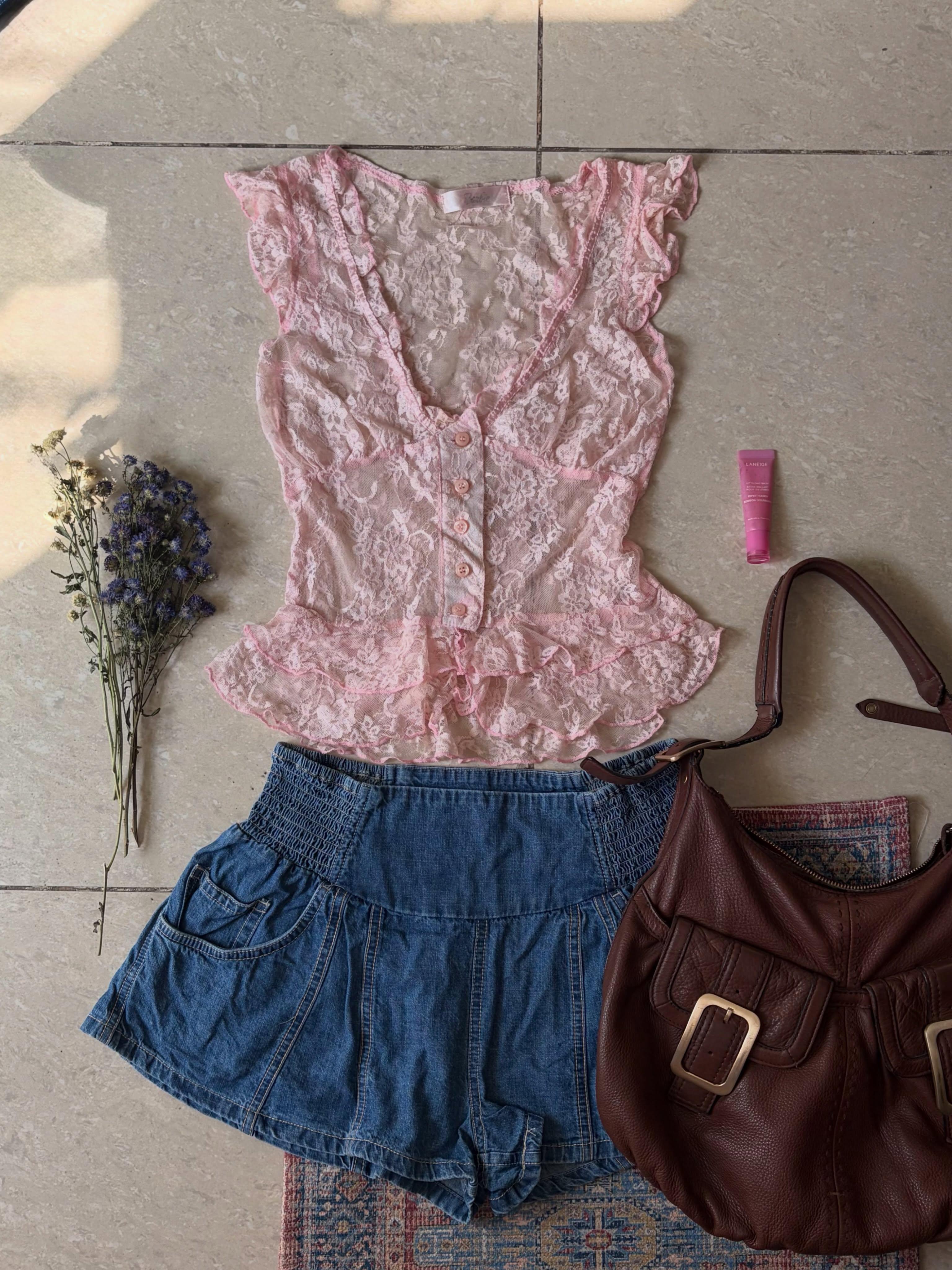 Lace baby pink top - View 1