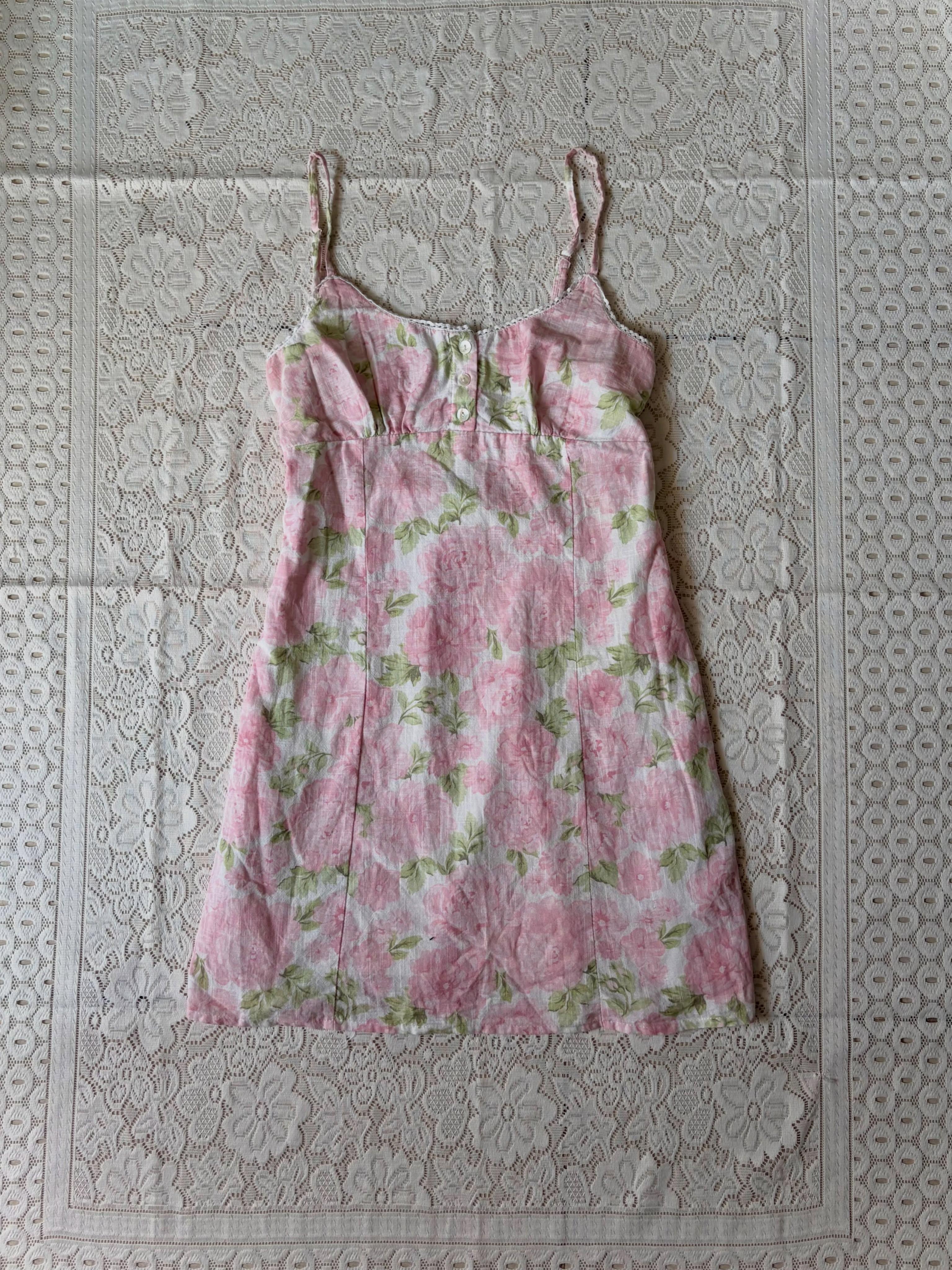 Floral mini spaghetti strap dress - View 1