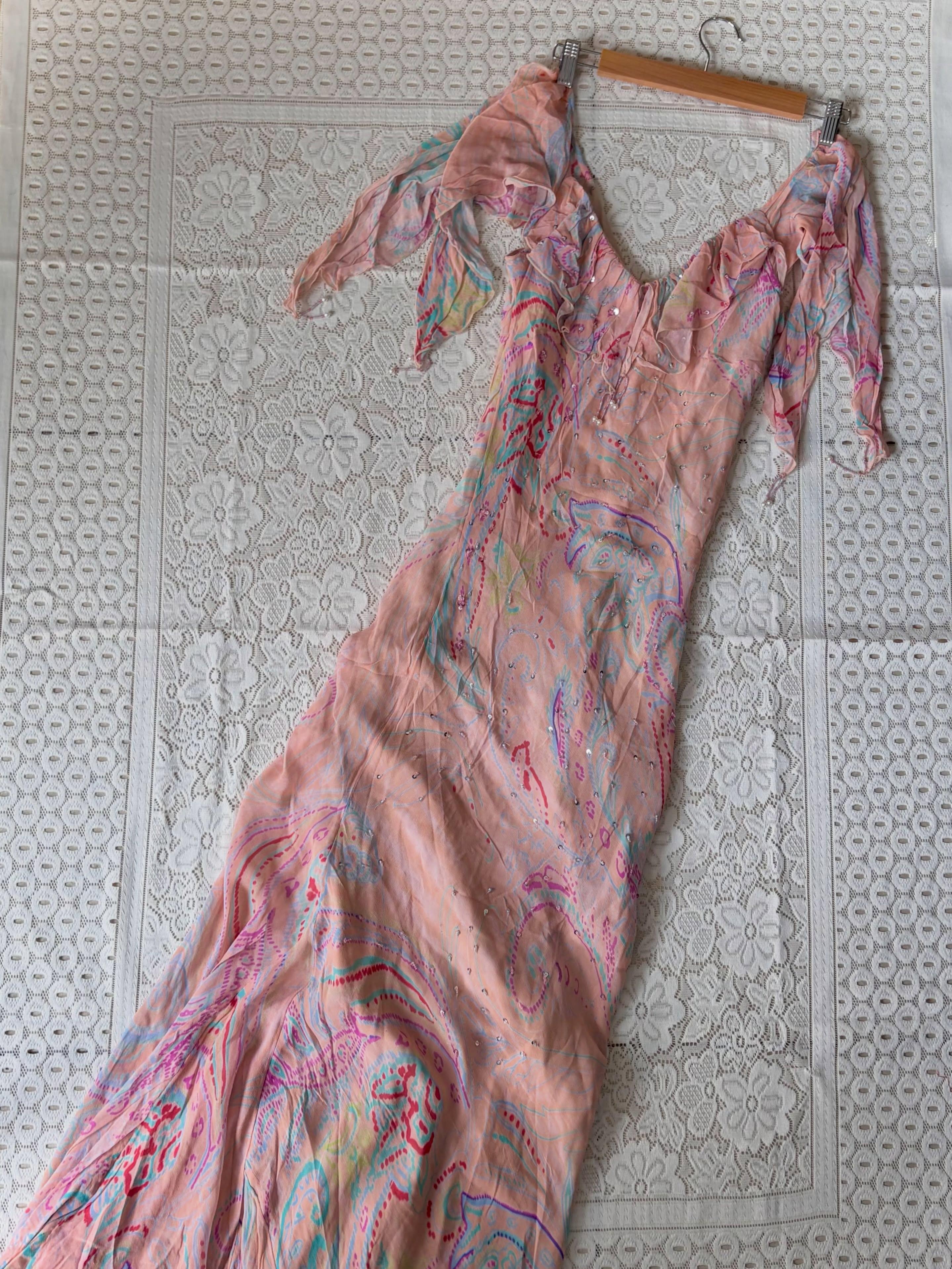 Paisley print beaded maxi dress - View 1