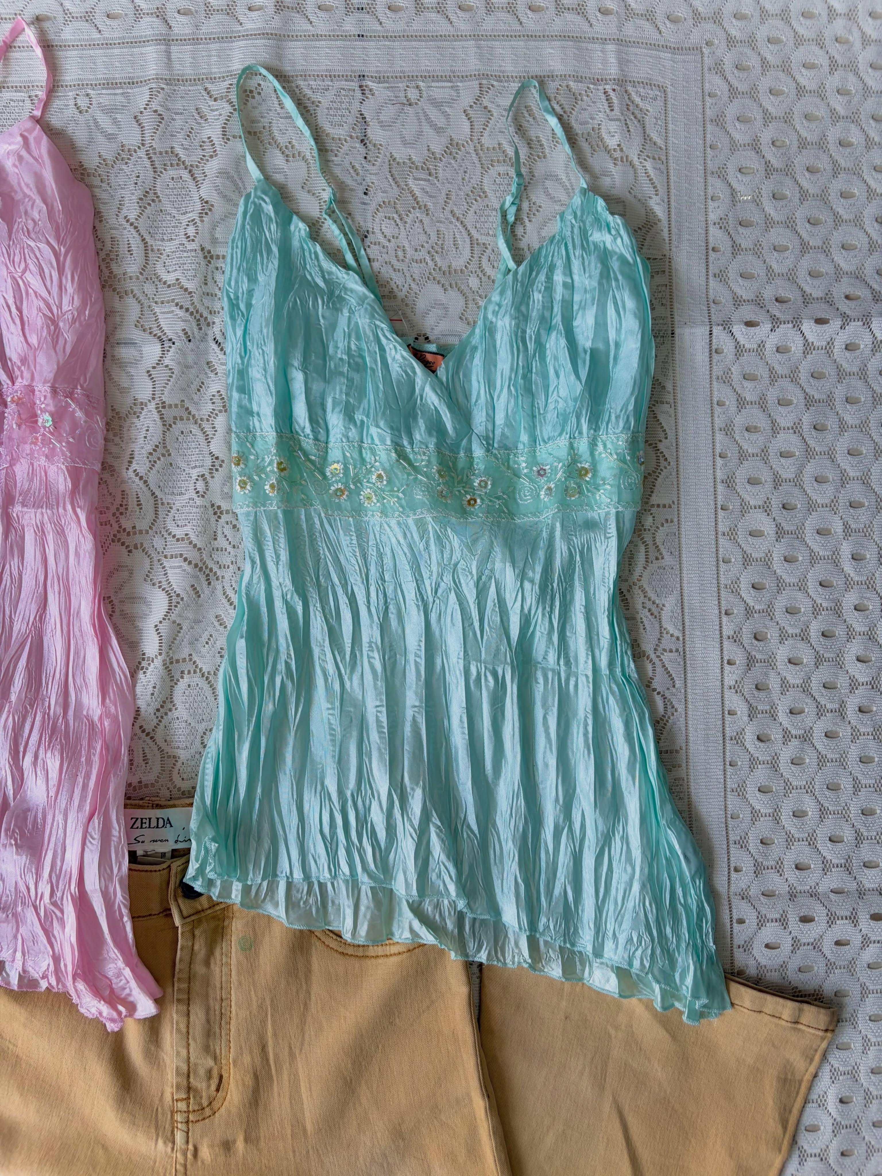 Teal fairycore cami top - View 1