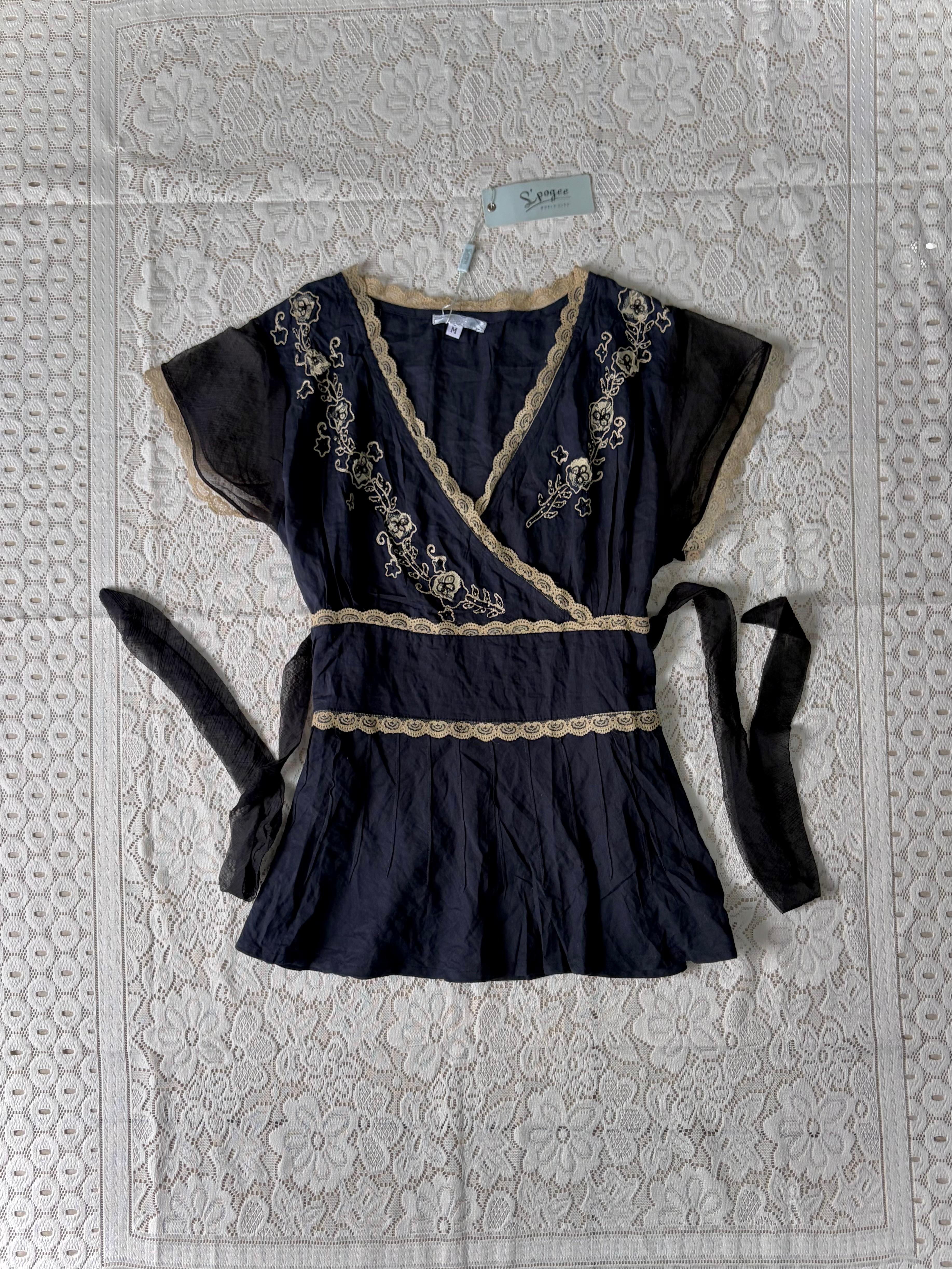 Wrap around cotton top with tie-up back - View 1