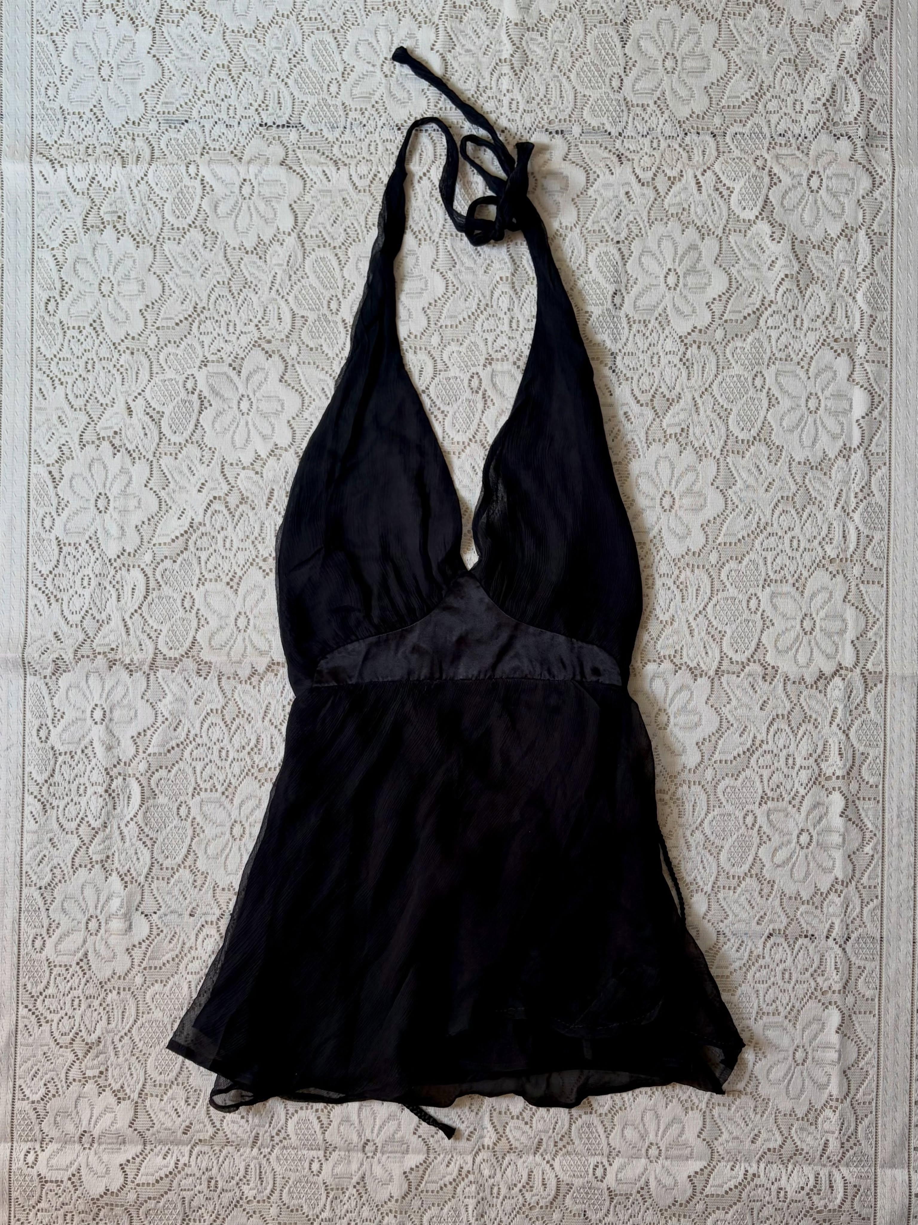 Black sheer halter top - View 1