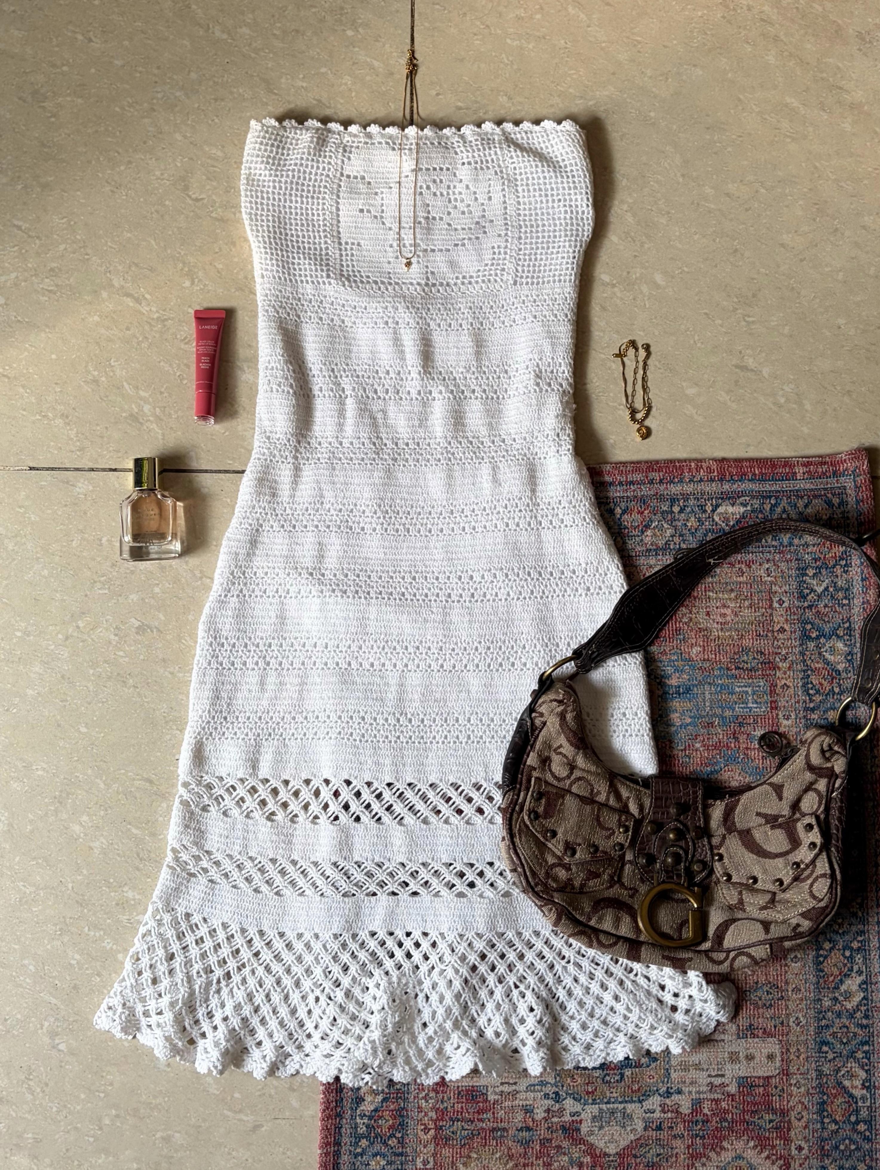 White tube crochet dress - View 1