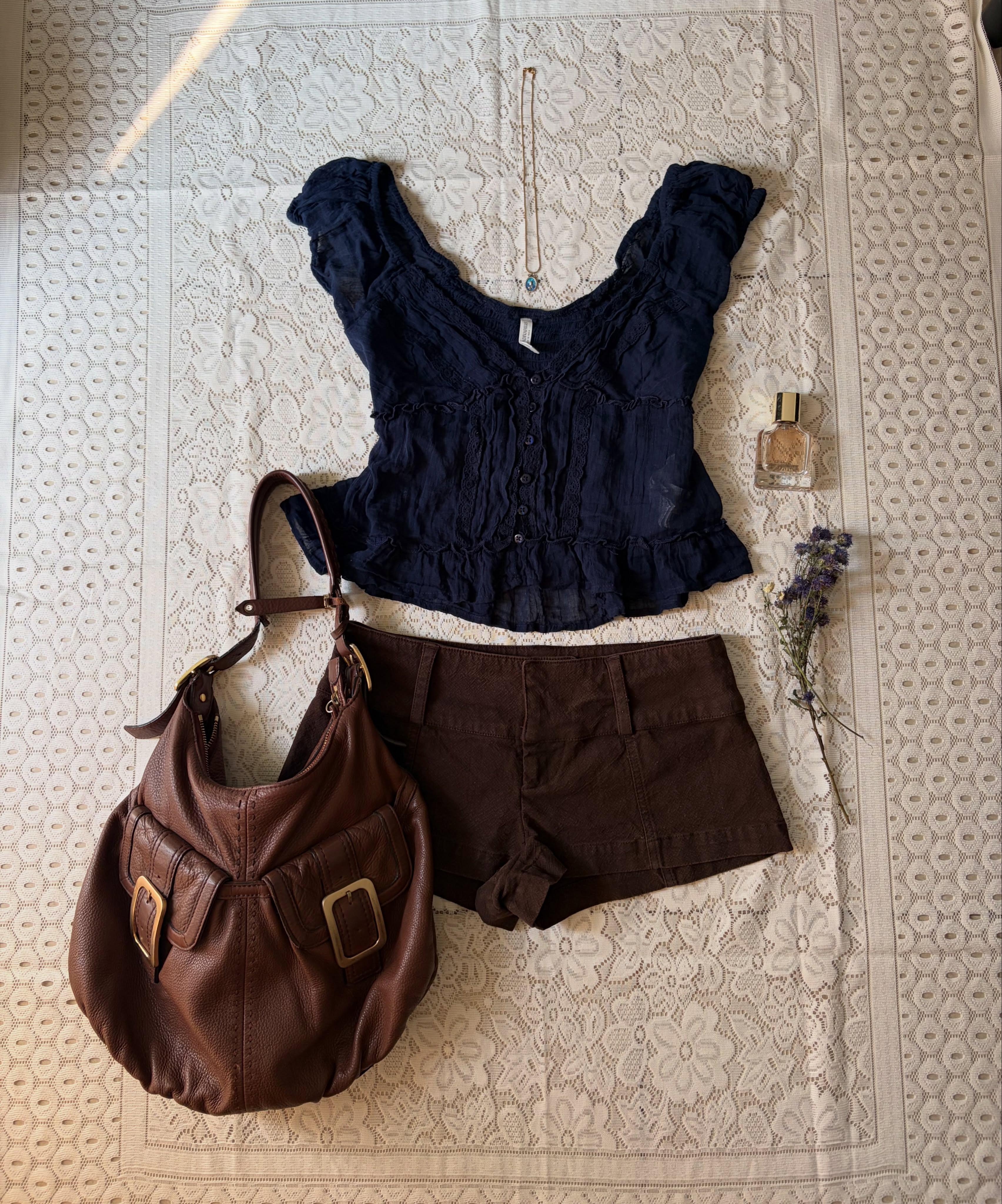 Free People brown low-rise shorts - View 1