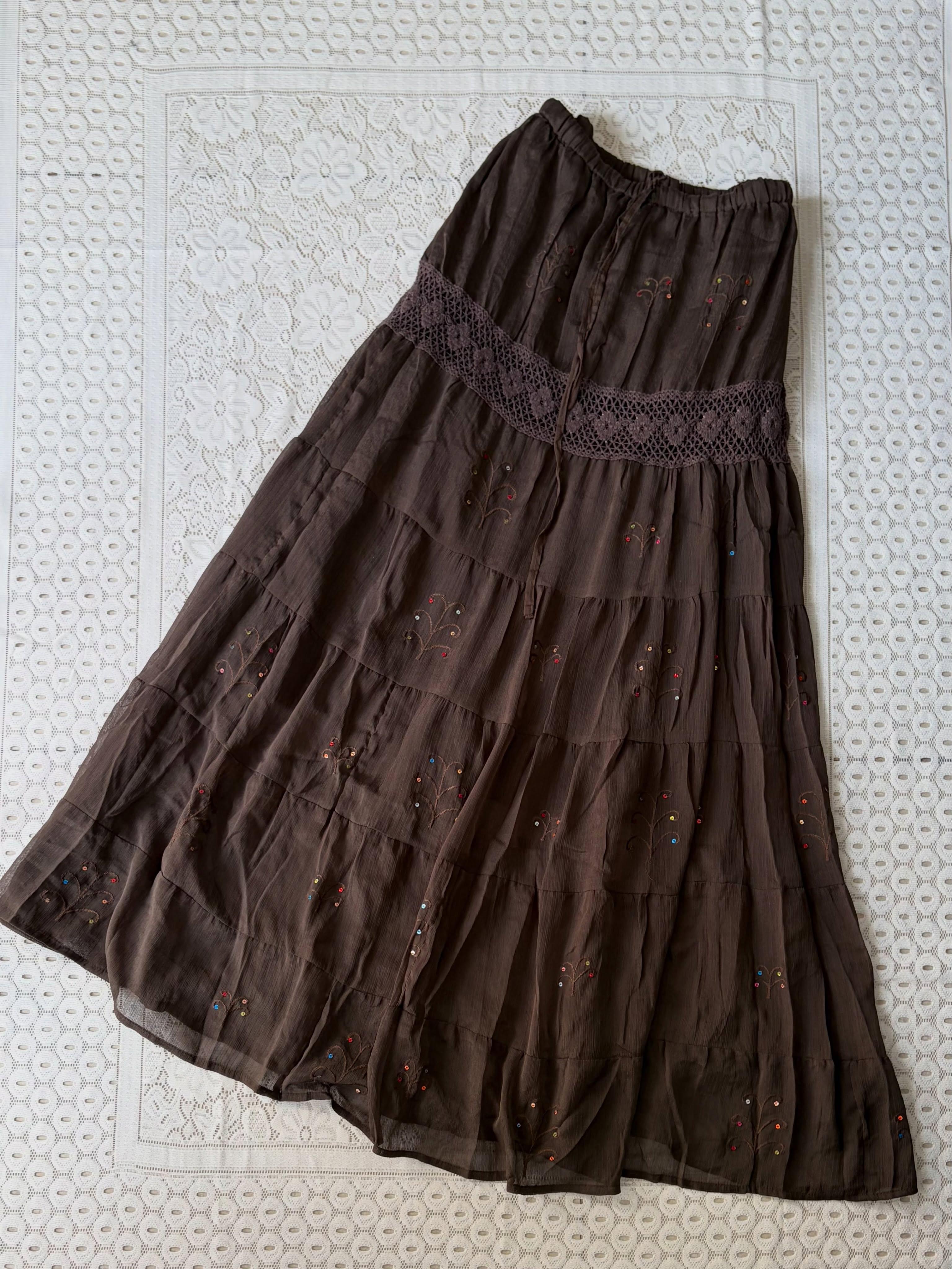 Brown boho skirt - View 1