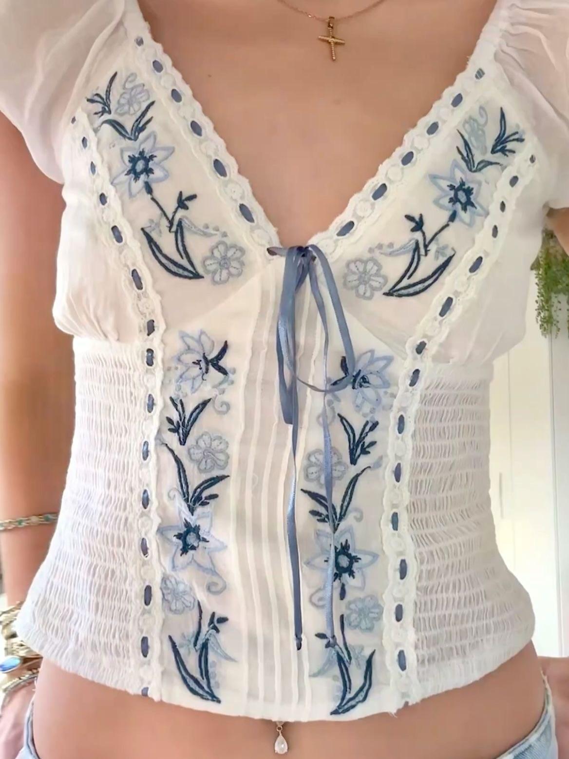 Kimchi Blue embroidered white top - View 1