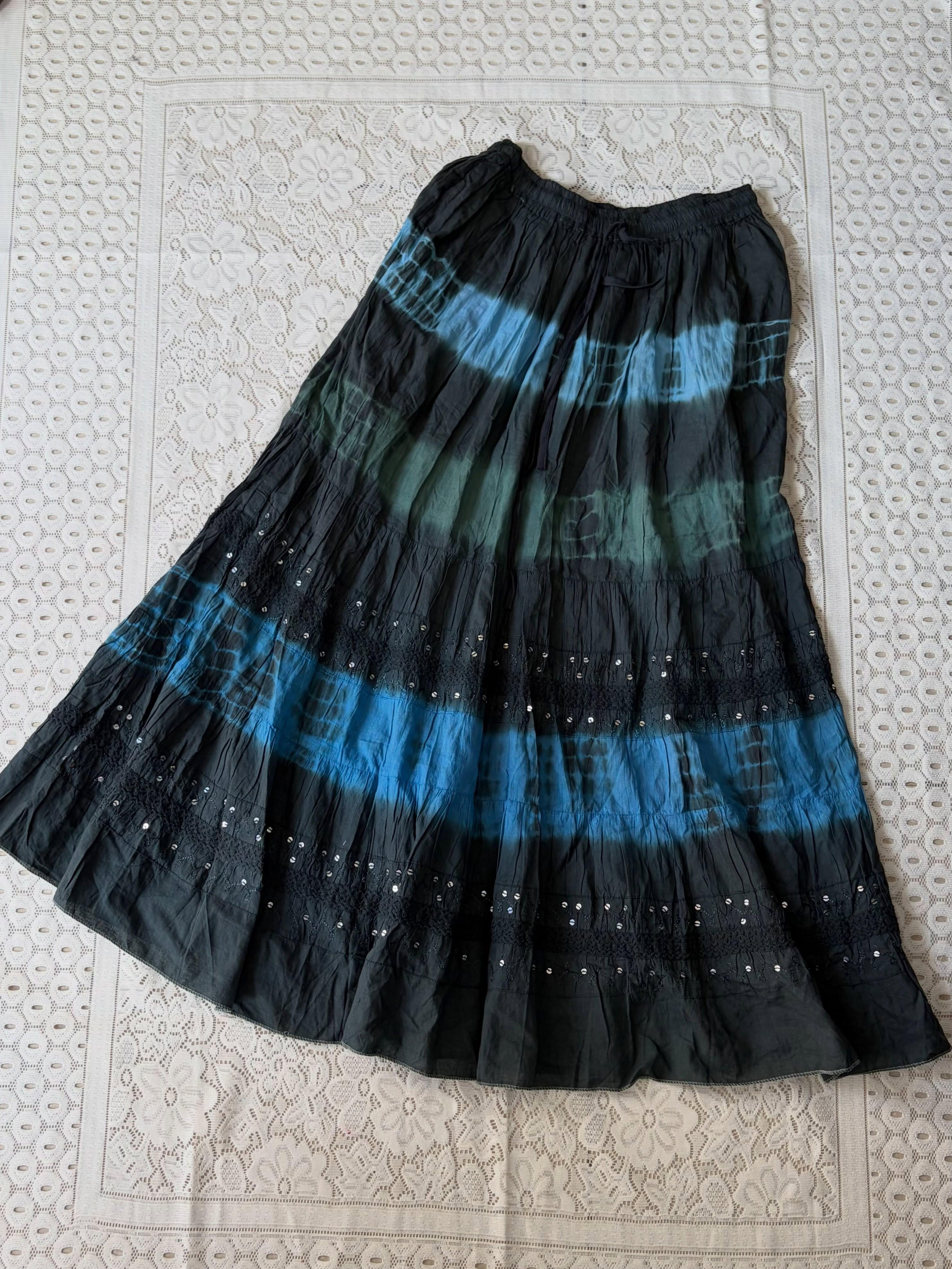 Tie dye blue black skirt - View 1