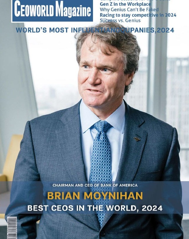Check out the fabulous February issue of the CEOWORLD magazine. 

The cover features Brian Moynihan, the chairman and CEO of Bank of America.

 ▶ Best CEOs in the world! Check out what's more inside.

➡️Have our award-winning magazine delivered to your front door by subscribing at 

https://ceoworld.biz/subscription/