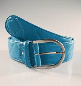The Tailored Sportsman Quilted C Leather Belt – Azure/SIlver, Medium
