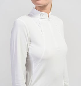 Samshield Womens Cassandra Crystal Long Sleeve Show Shirt – White, Large