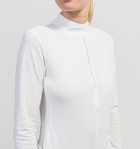 Samshield Womens Julia Crystal Leaf Long Sleeve  Show Shirt – White, Large