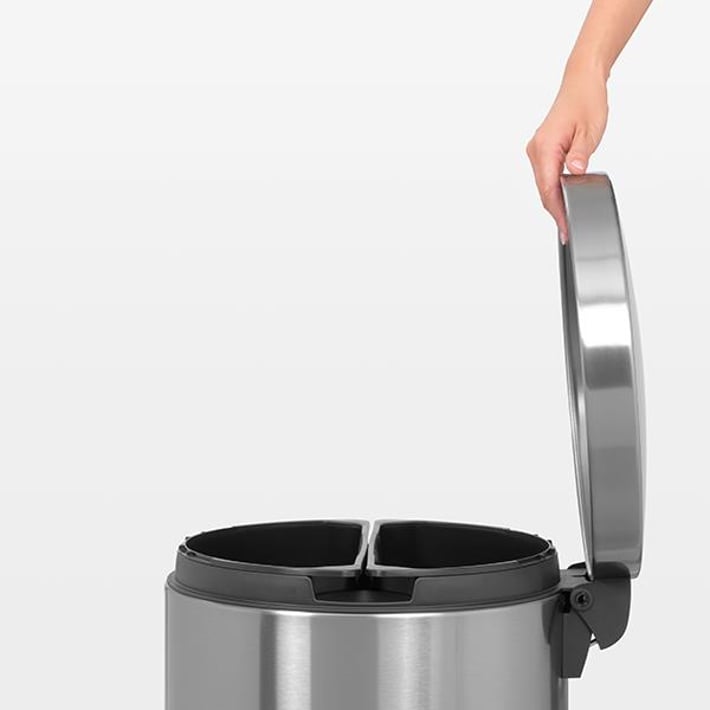 Кош за смет с педал Brabantia Silent Twin 2x20L, Matt Steel Fingerprint Proof