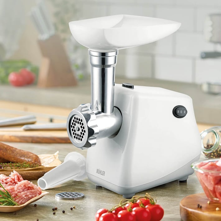 Месомелачка електрическа  Muhler MG-601 N, бял, приставка за домати