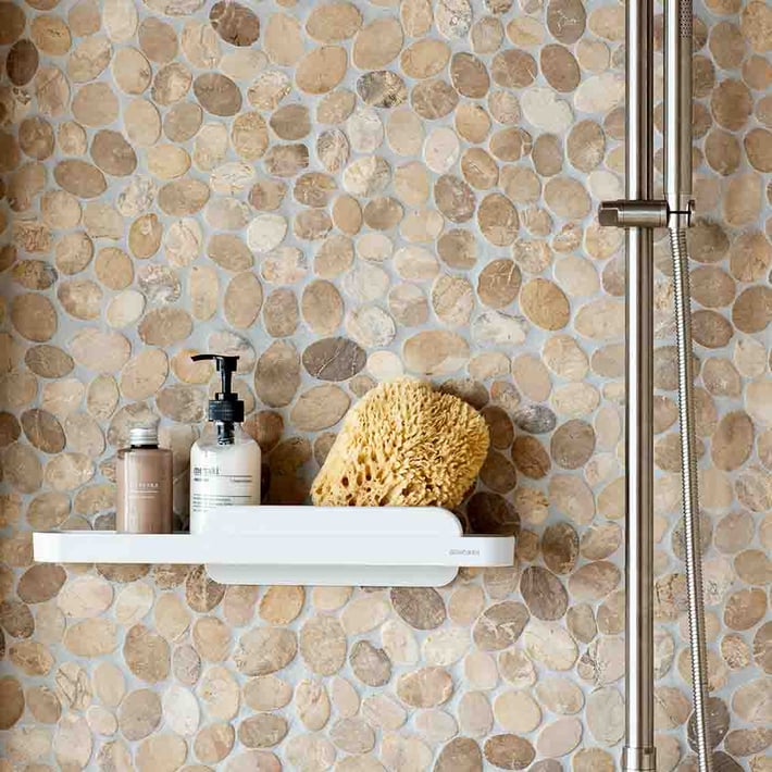 Рафт за душ с приставка за почистване Brabantia MindSet Mineral Fresh White