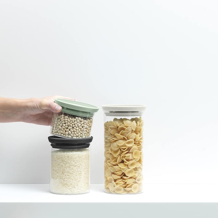 Буркани комплект Brabantia Stackable 0.3L+0.6L+1.1L, Light Grey/Dark Grey/Jade Green, 3 броя