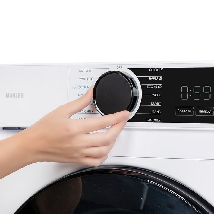 Промо-комплект Инверторна пералня Muhler IWM7120MWA, 7kg + Керамична парна ютия SI-2730C, 2600W