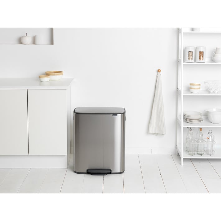 Кош за смет Brabantia Bo Pedal 60L, Matt Steel Fingerprint Proof