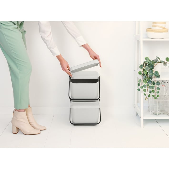 Кош за смет за разделно събиране Brabantia Sort&Go Stackable 20L, Light Grey