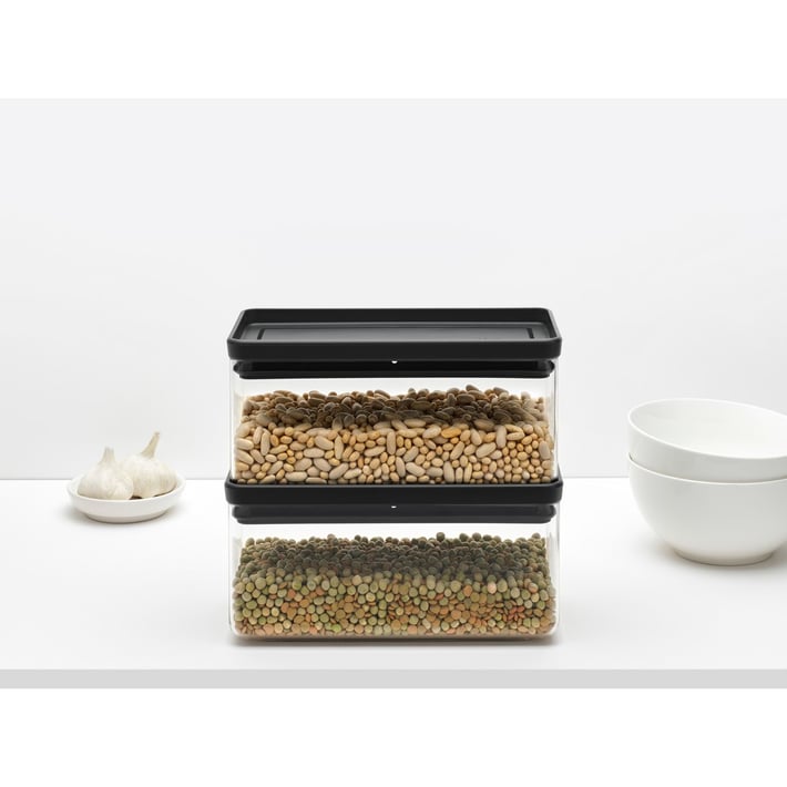 Кутия за съхранение на продукти Brabantia Tasty+ Stackable 1.5L, Dark Grey