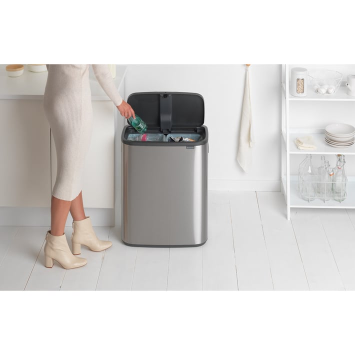 Кош за смет Brabantia Bo Touch 2x30L, Matt Steel Fingerprint Proof